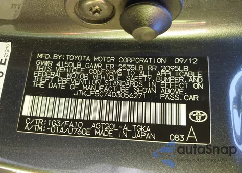 2013 Scion Tc from USA, damaged, VIN JTKJF5C74D3056271